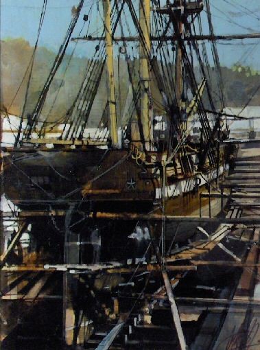 'Tallship in Dry Dock' by artist Malcolm Cheape
